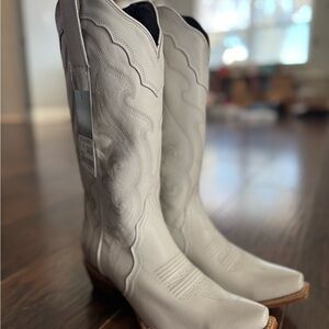 White Western Leather Boots